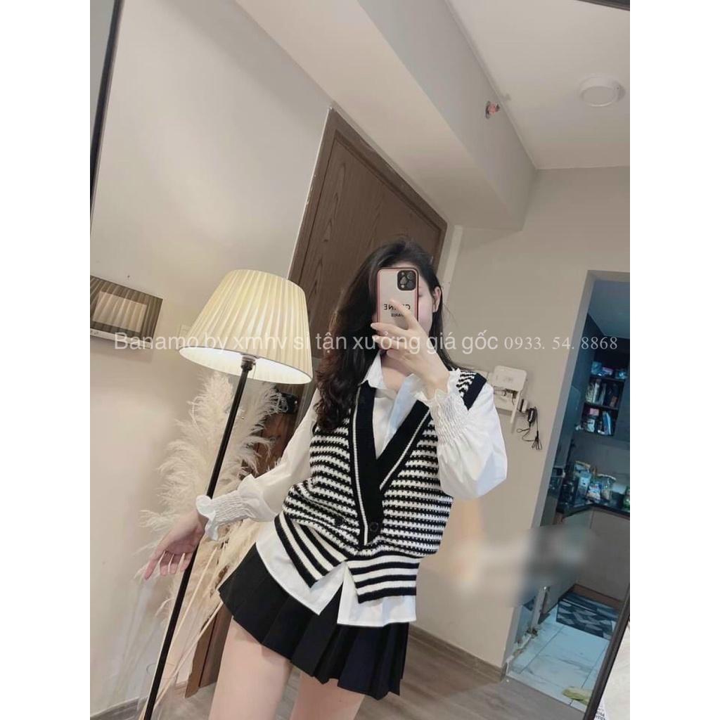 Áo sơ mi trắng tay chun nữ cá tính thời trang Banamo Fashion 3912