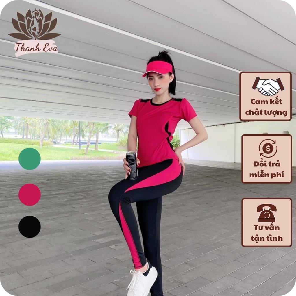 Bộ thể thao tập gym, yoga aerobic áo cộc tay quần dài chất thun lạnh mẫu mới