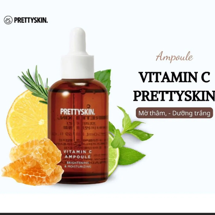 Tinh chất Pretty Skin Vitamin C Ampoule làm đều màu da, dưỡng sáng cấp ẩm 50ml