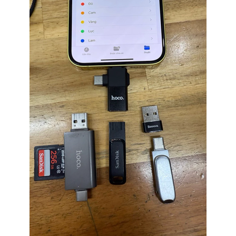 Đầu chuyển đổi OTG 2in1 iP / Type C to USB Hoco UA17 đọc dữ liệu usb cho  điện thoại _  Hàng chính hãng