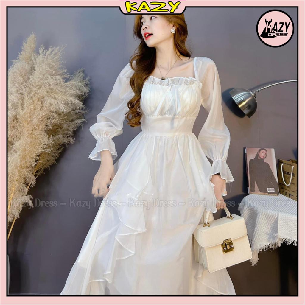 Váy tơ bèo ngọc 2 lớp phong cách tiểu thư siêu sang chảnh KAZY DRESS V052