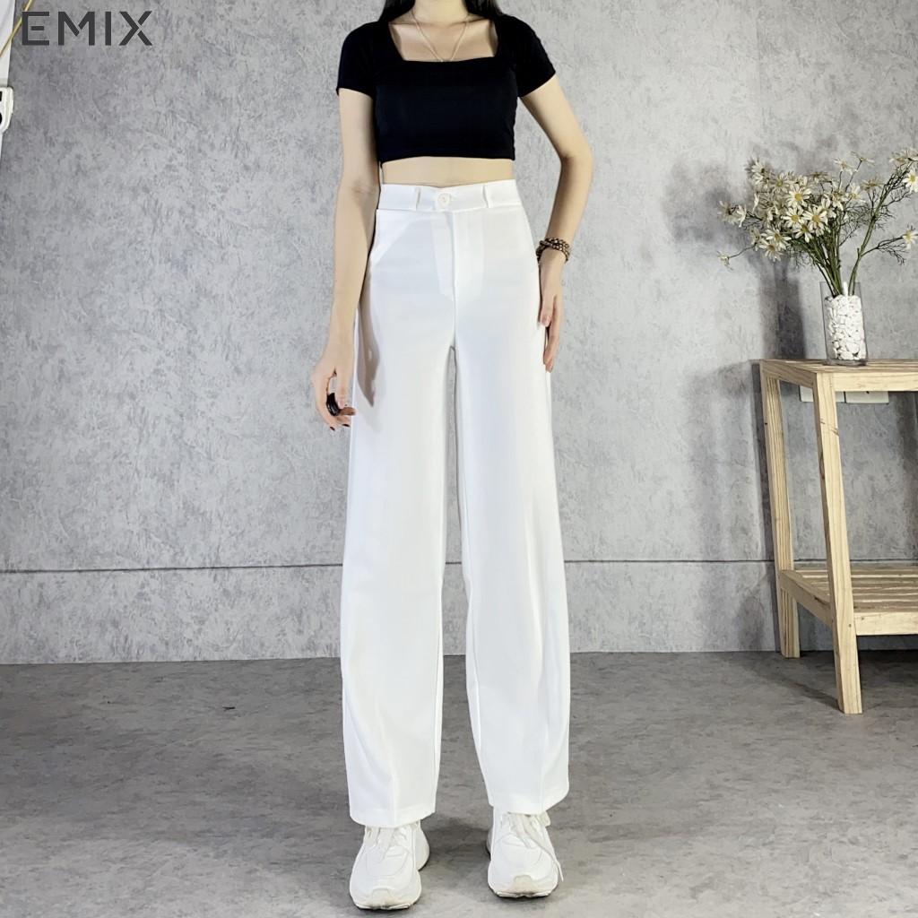 Quần tây nữ ống rộng lưng cao EMIX (3 màu). culotes. dài 100cm, khóa trước, chất tuyết mưa mềm mịn, đứng dáng 09