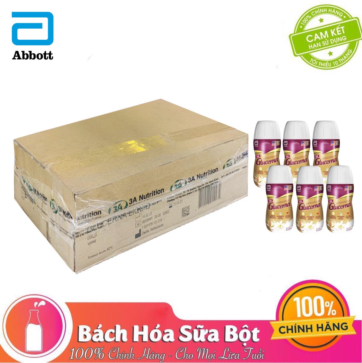 Thùng 30 chai sữa pha sẵn Glucerna 220ml/Chai