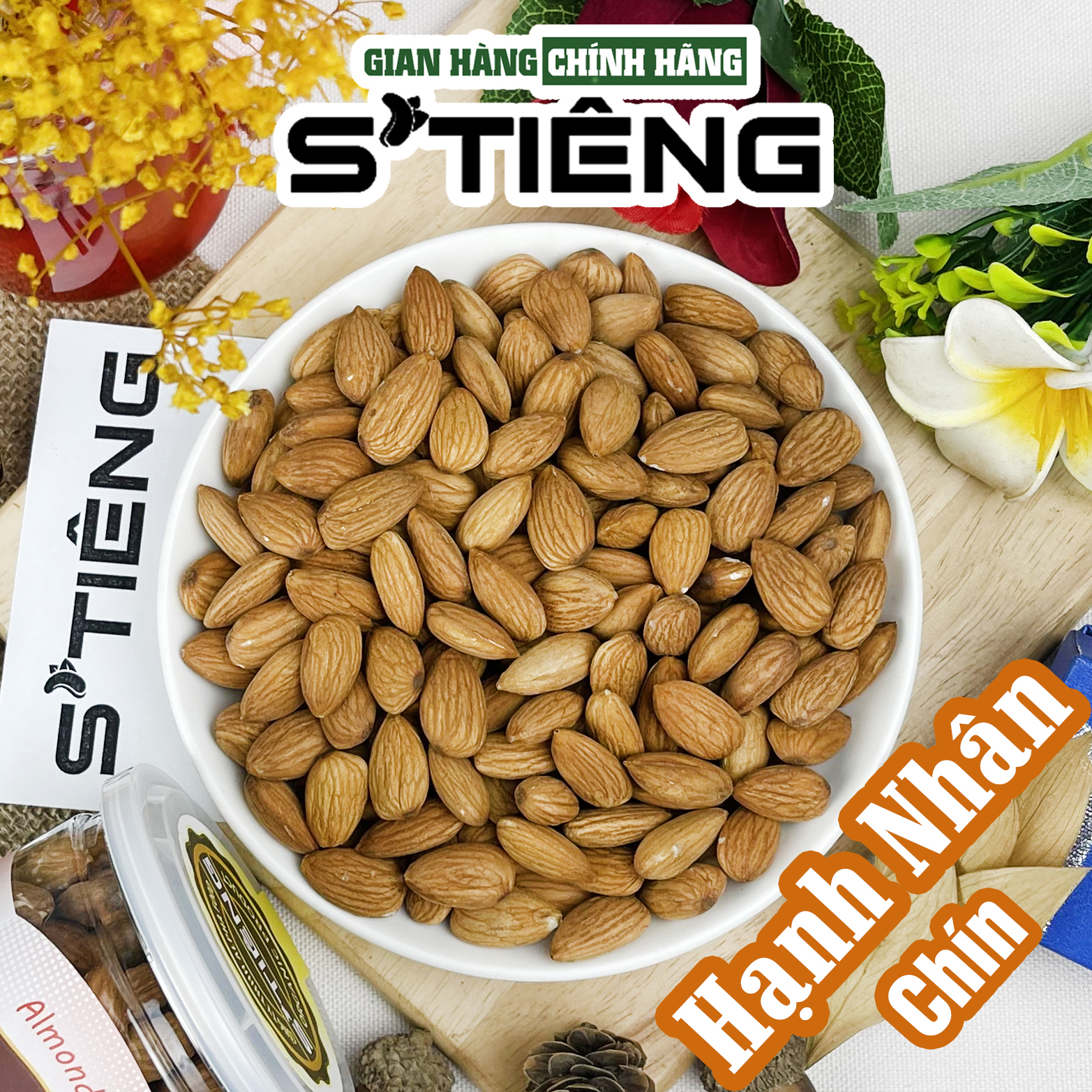 500Gr Hạt Hạnh Nhân Sấy Chín S'TIÊNG Giòn Ngon Chuẩn Vị