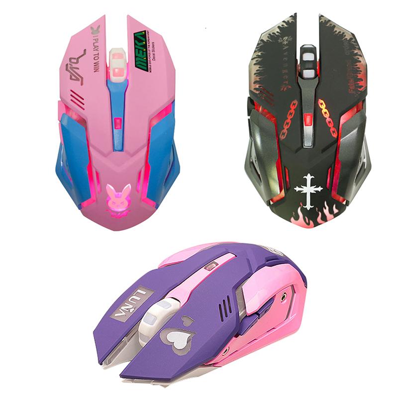 USB Chuột Chơi Game Không Dây Hồng Máy Tính Chuyên Nghiệp Thể Thao Điện Tử Chuột 2400DPI Nhiều Màu Sắc Backlit Silent Chuột Lol Dữ Liệu laptop