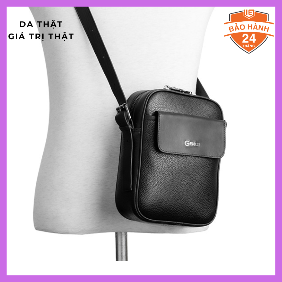 Túi Đeo Chéo Cầm Tay Thời Trang Nam Da Bò Mill Cao Cấp TD05 Đen