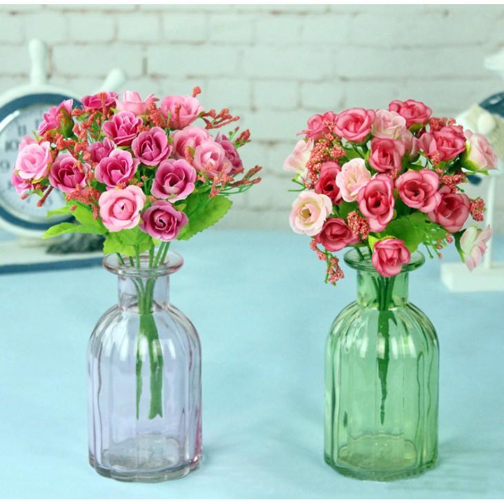 Hoa giả - Chùm hoa hồng kim cương nhí 20 bông trang trí nội thất nhà cửa decor quán cafe
