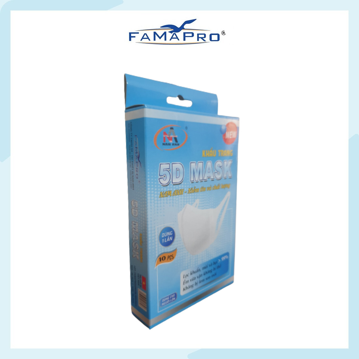 Khẩu trang y tế kháng khuẩn 3 lớp Famapro 5D quai vải