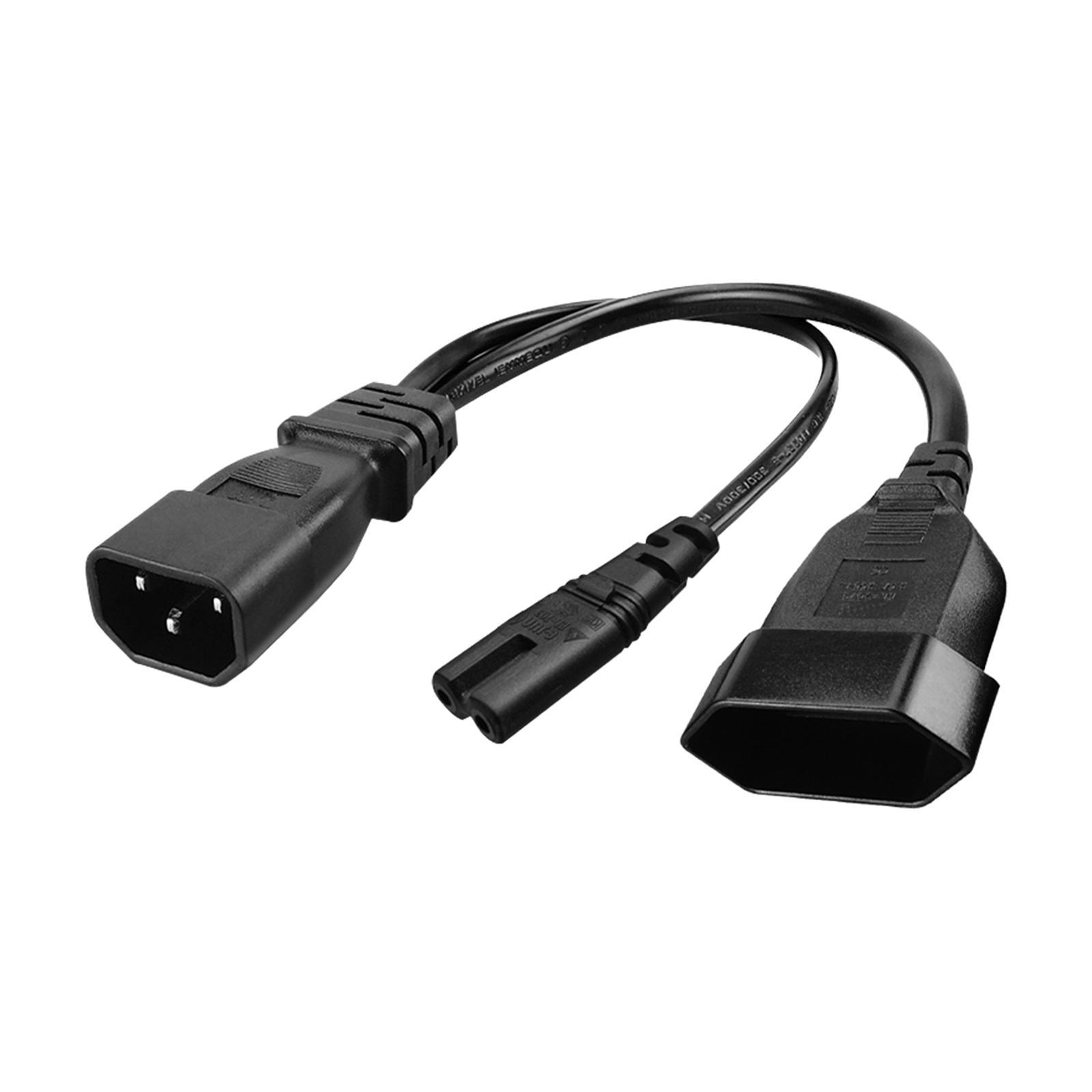 IEC 320 C14 Male to C7+European Female Y Split Power Adapter Cord 1