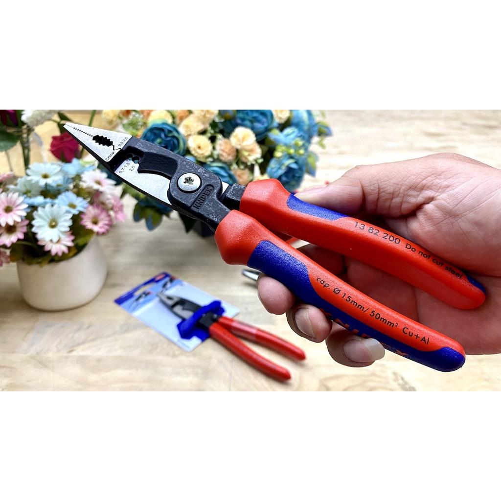 Kìm điện đa năng, tuốt cắt bấm cos 8 inch, KNIPEX 13 82 200