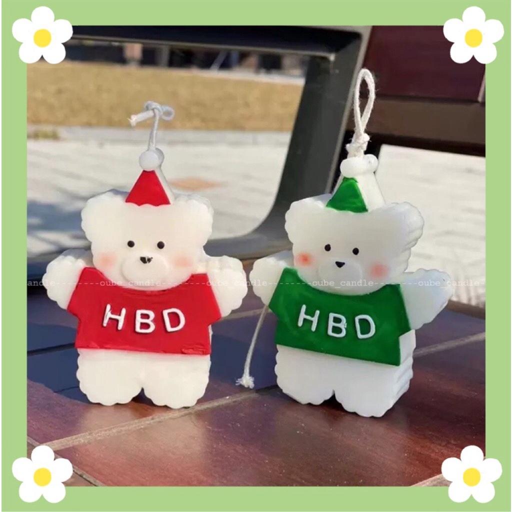 Nến Thơm Tinh Dầu Trang Trí Phòng Siêu Yêu Bé Gấu Happy Birthday Hàn Quốc - Quà Tặng - Trang Trí | Oube Candle NT3