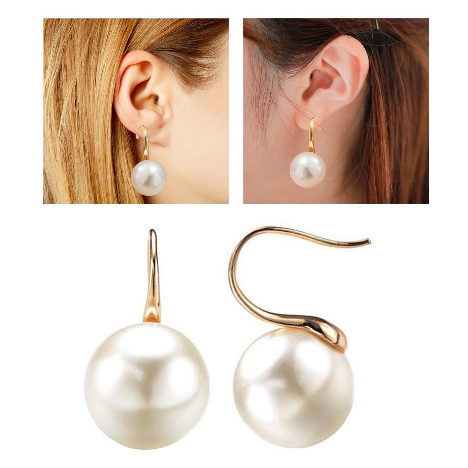 Pearl Earrings Faux Classic Elegant Ear Hook Jewelry Drop Earrings Women