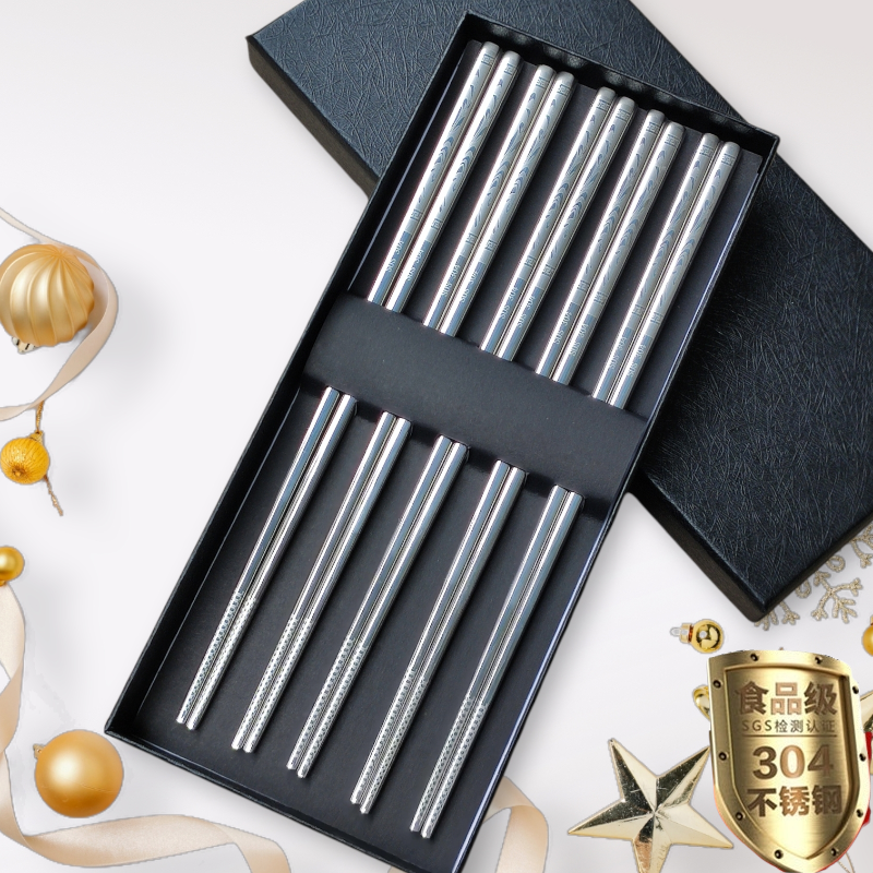 SÉT 5 ĐÔI ĐŨA INOX SUS 304 - HOA VĂN CAO CẤP - SANG TRỌNG - NGUYÊN KHỐI