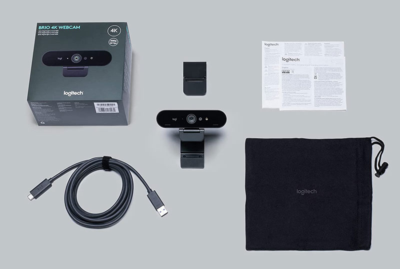 Webcam Logitech BRIO - 4K Ultra HD, tự động chỉnh sáng &amp; lấy nét, mic kép to rõ loại bỏ tiếng ồn - Hàng Chính Hãng