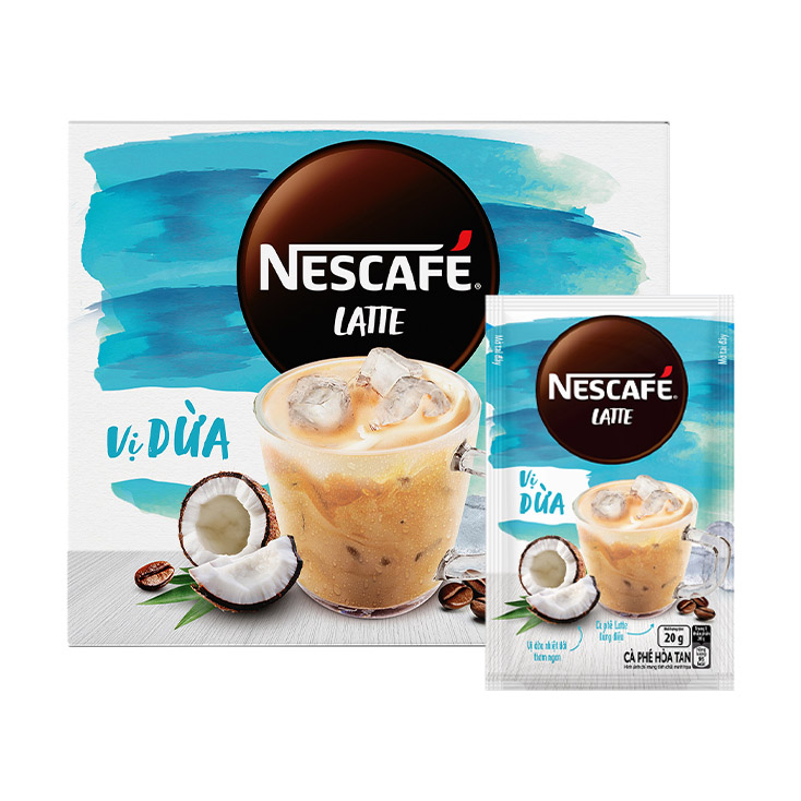 Cà phê hòa tan NESCAFÉ Latte VỊ DỪA - COMBO 2 hộp x 10 gói x 20g - [TẶNG BÌNH JUG 1L]