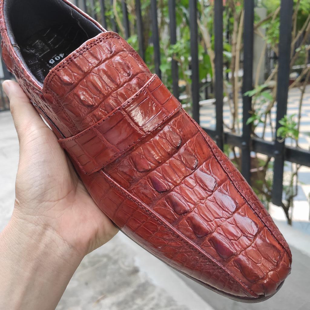 Giày tây không buộc dây Vây Đuôi Cá Sấu Lớn