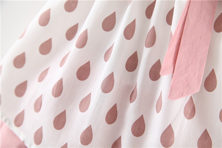 Bộ Quần Áo 2 Dây Trễ Vai Xuất Hàn Họa Tiết Hạt Mưa Đính Nơ Điệu Đà Cho Bé Gái