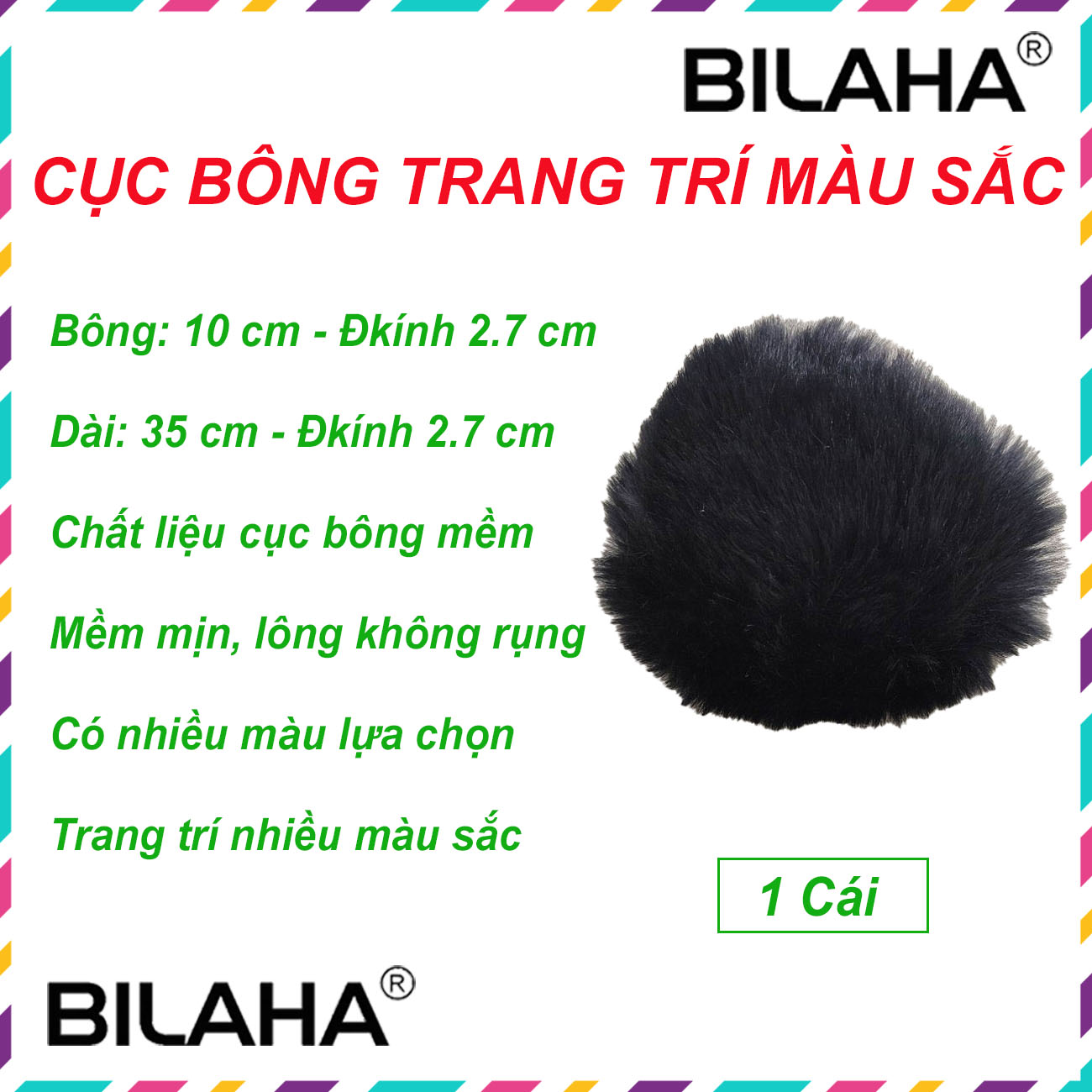 Cục bông trang trí nhiều màu sắc