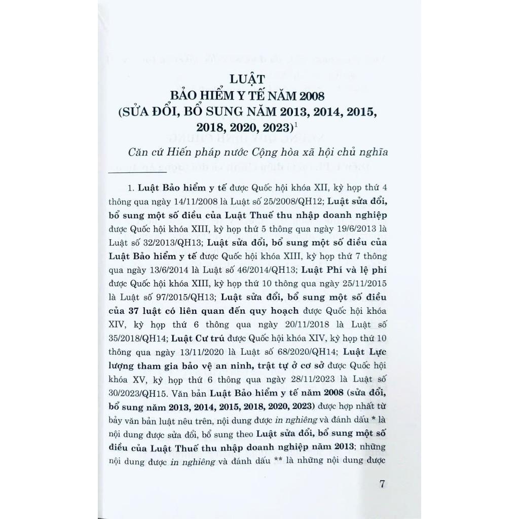 Sách - Luật Bảo Hiểm Y Tế Năm 2008 (Sửa Đổi, Bổ Sung Năm 2103, 2014, 2015, 2018, 2020, 2023) - NXB Chính Trị Quốc Gia