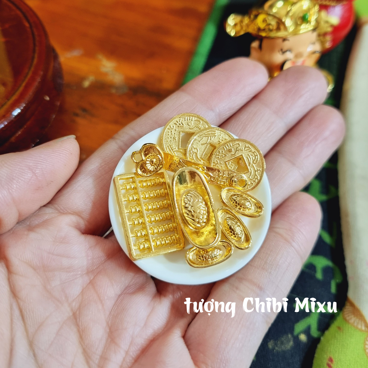 Dĩa vàng Tài Lộc may mắn 22K - 25K phong thủy Giàu có Quà tặng Đồ trang trí, tân gia