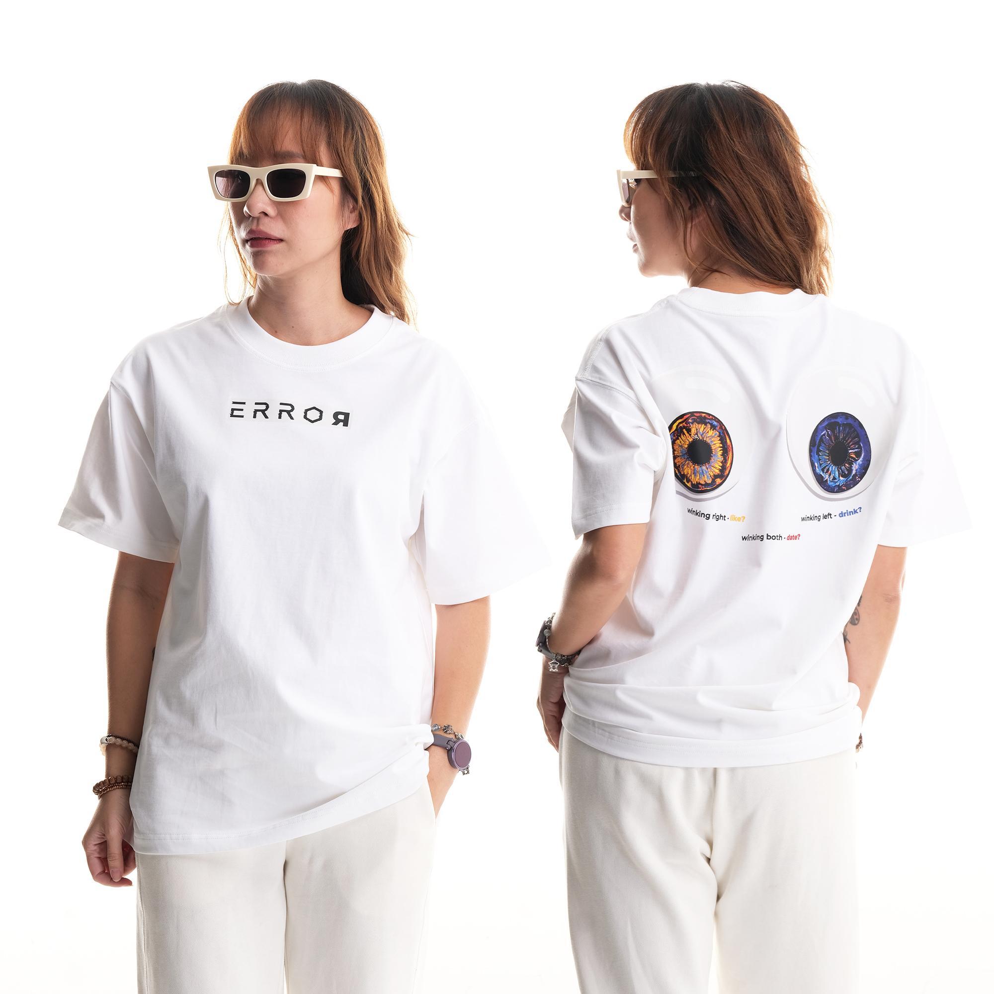 Áo Thun Oversize Nam Nữ Cặp Đôi Winking Eyes Tee Cotton Mỹ Tee Basic Màu Trắng Vải Trơn Không Xù Lông Thoải Mái