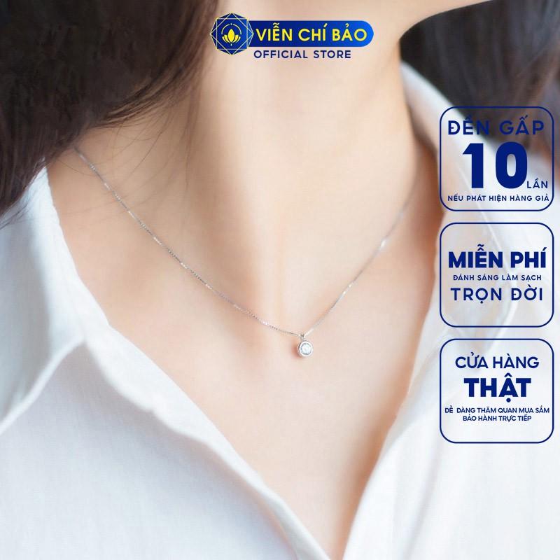 Dây chuyền bạc nữ mặt tròn đính đá trắng nhỏ bạc 925 thời trang phụ kiện trang sức nữ Viễn Chí Bảo D400485