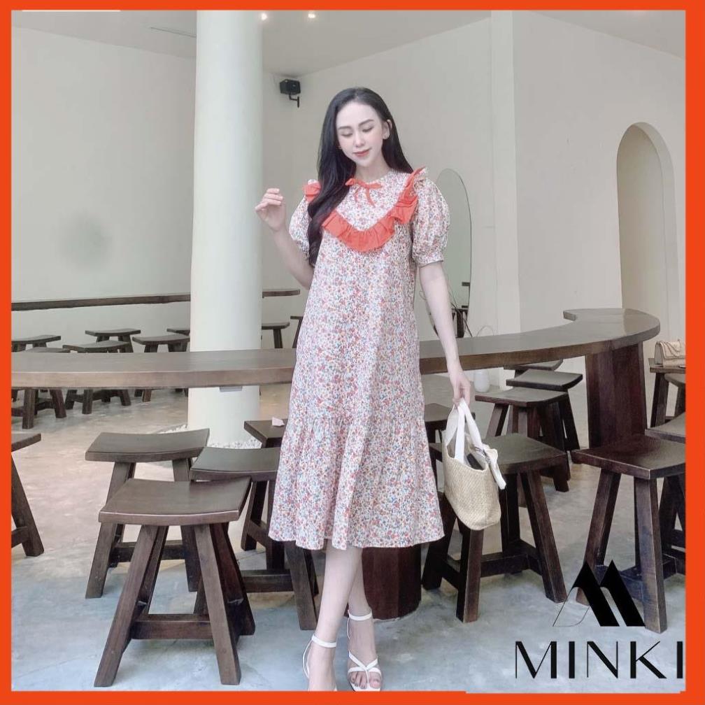 ĐẦM HOA NHÍ ĐUÔI CÁ - CHẤT LIỆU KAKI COTTON MÀU HOA CAM/ HOA VÀNG/HOA XANH -