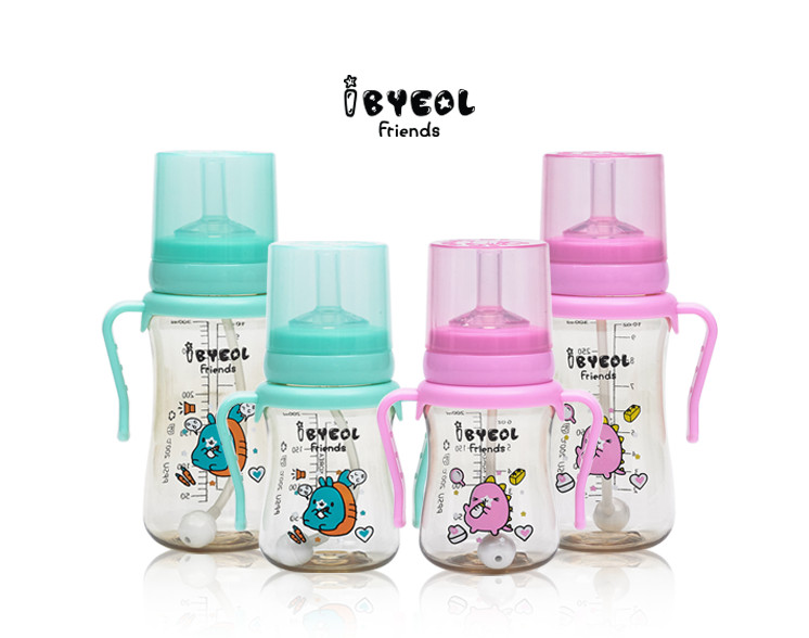 Bình ống hút tập uống cho bé IBYEOL Friends PPSU chính hãng Hàn Quốc 200ml/300ml