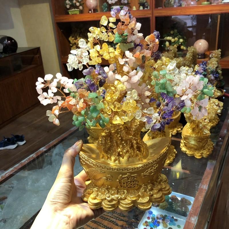 Cây Đá Phong Thuỷ Ngũ Sắc Đế Thỏi Vàng Vip - Chiêu Tài Chiêu Lộc, Để Bàn, Quà Tặng