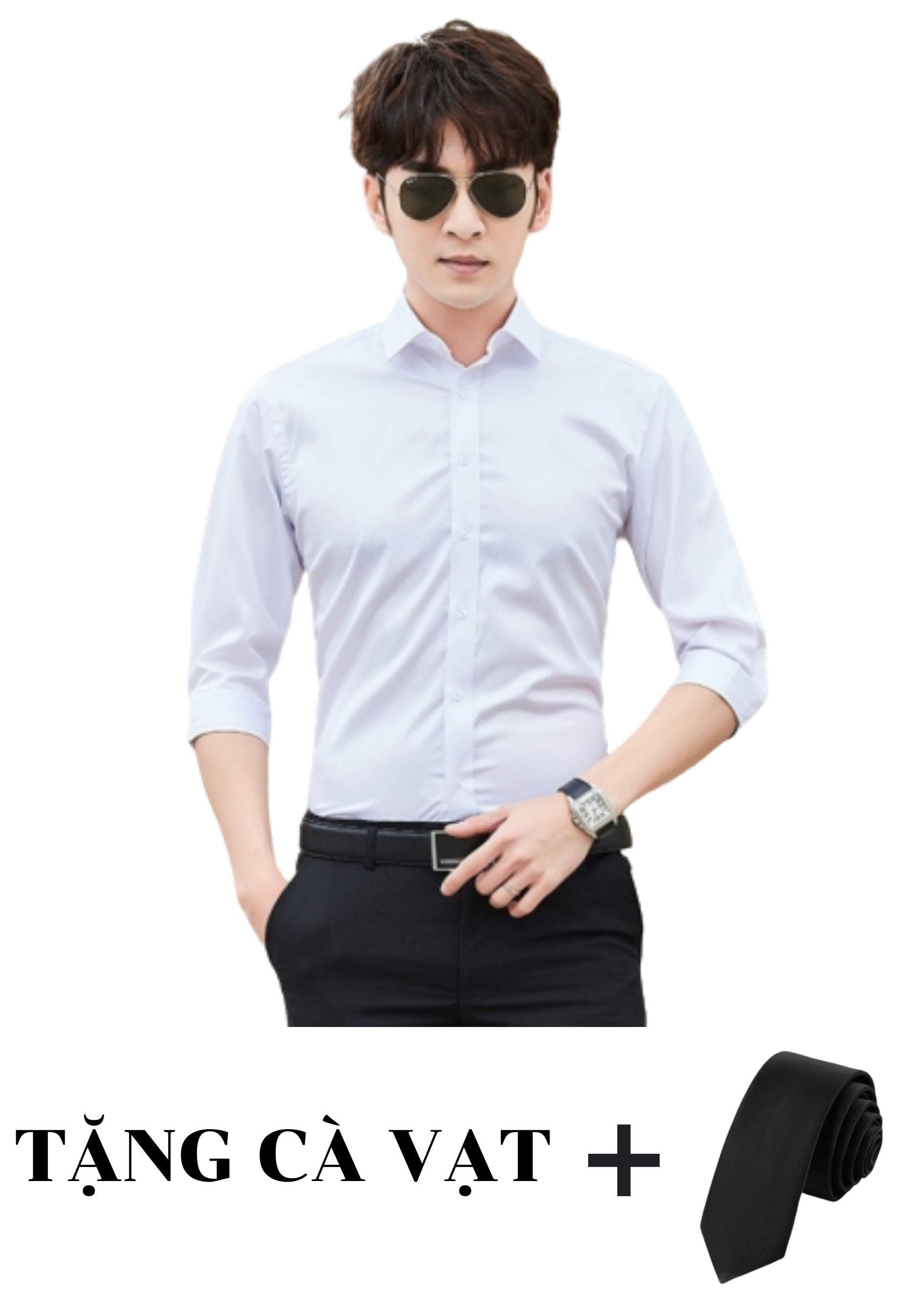 Áo Sơ Mi Nam Trơn Dài Tay Công Sở Tặng Cà Vạt Mẫu PG01 Thời Trang Nam Lịch Lãm