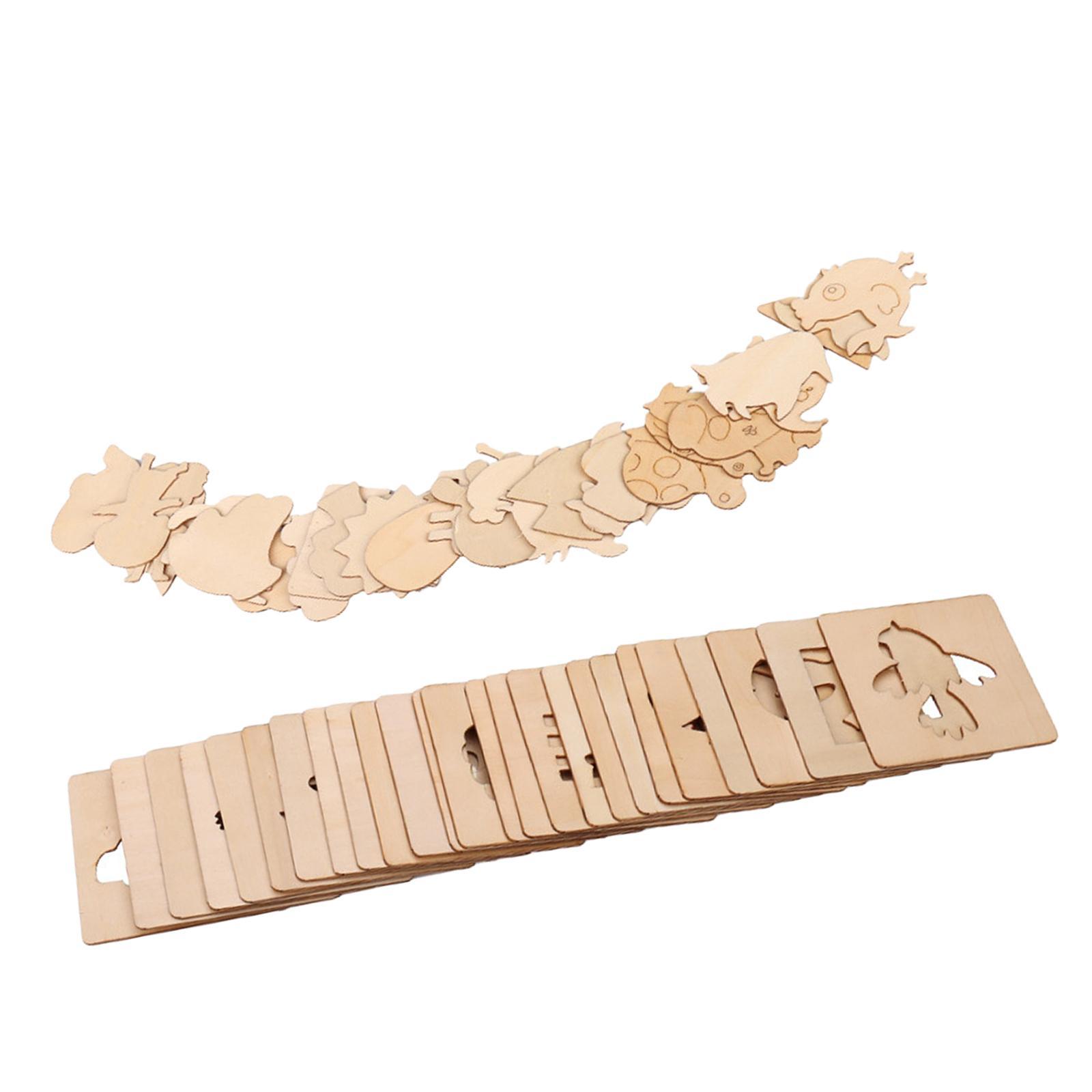 Puzzle Arts Crafts Set Kids Wooden Drawing Stencils Kit DIY Wall Painting Template Tools Creative Art Painting Template for kitchen Boys