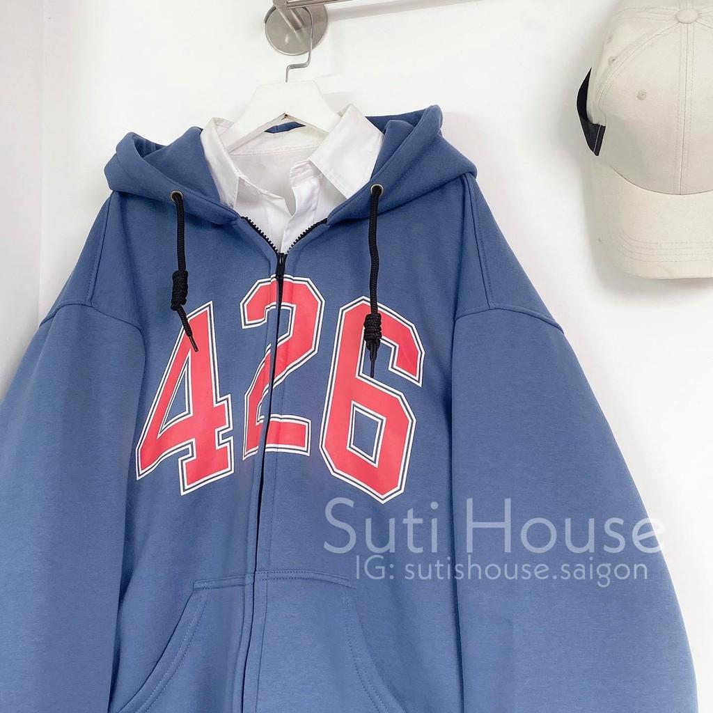  Áo Khoác 426 Unisex Nam Nữ Màu Xanh Navy Form Rộng Vải Mềm Mịn - Suti House