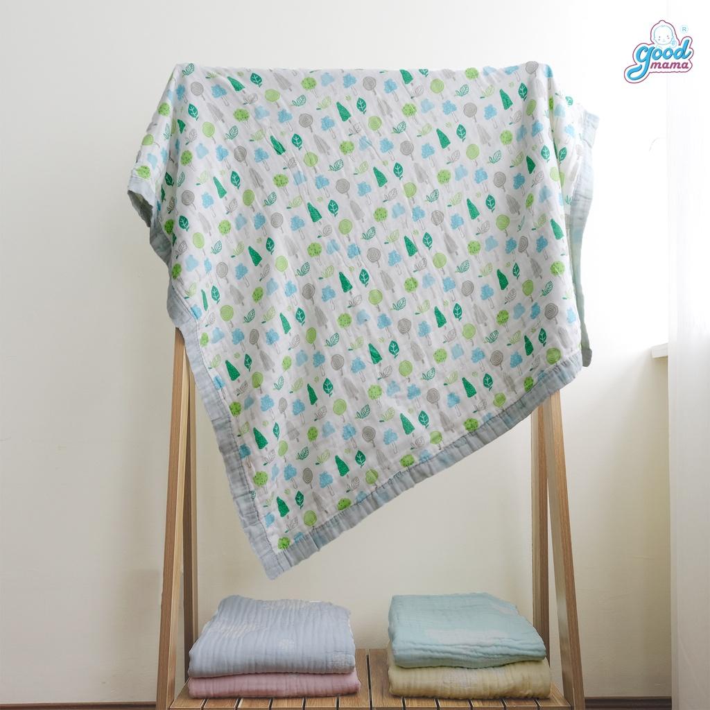 Chăn đắp cho bé sơ sinh Gooodmama chất liệu xô muslin chải kỹ kích thước 100x110cm