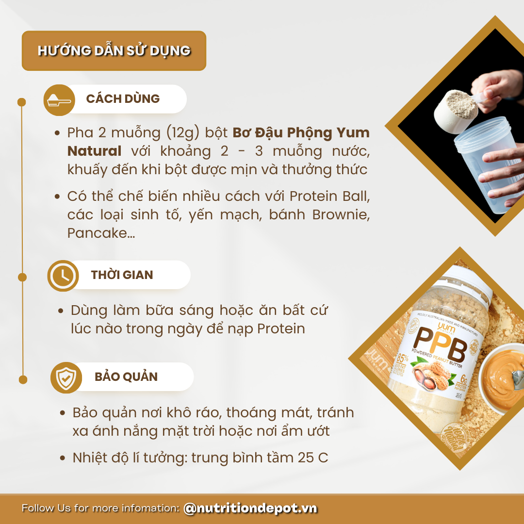 Combo 2 hũ Bột Bơ Đậu Phộng Hữu Cơ Yum Natural – 450g (Vị Truyền Thống)