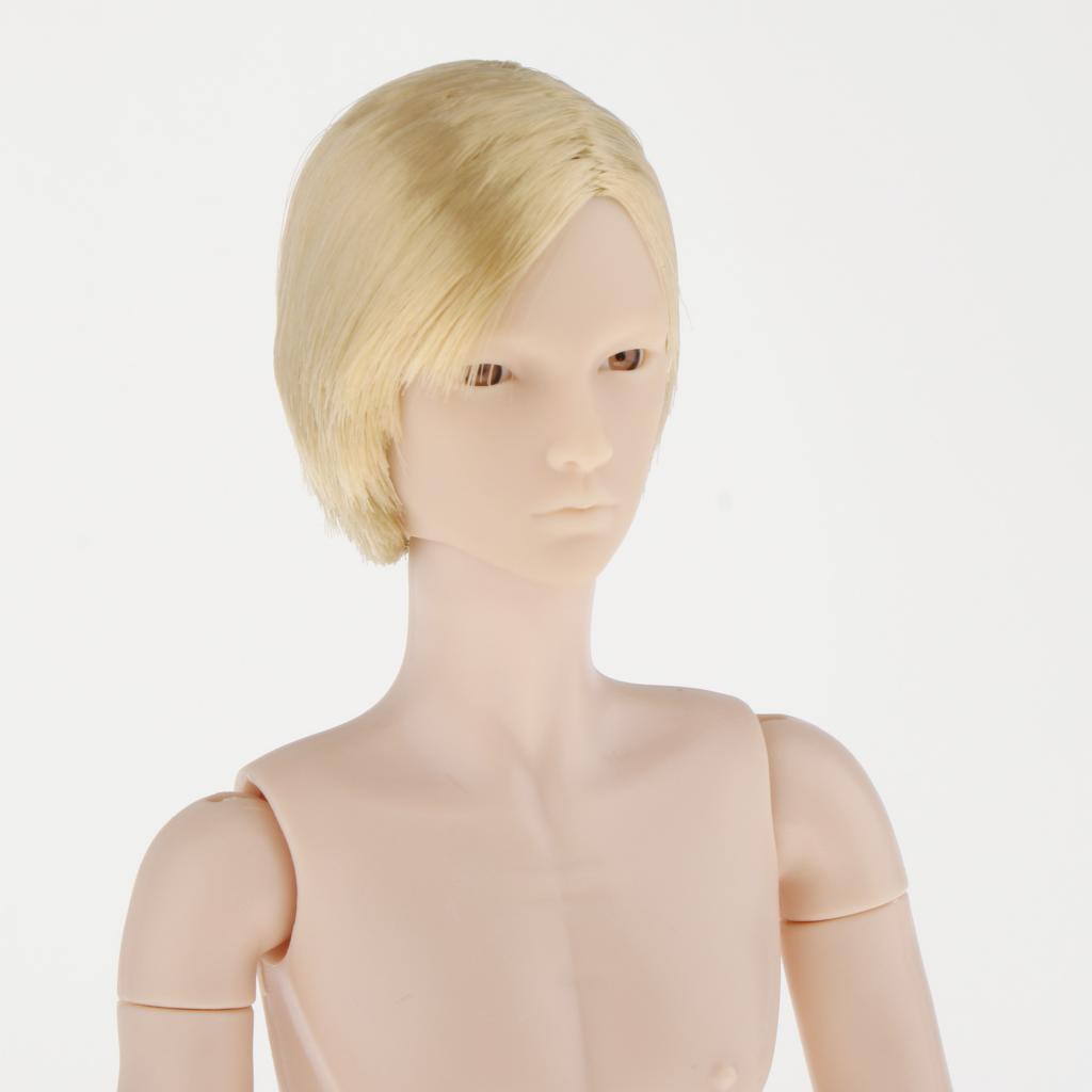 BJD Boy Doll Unpainted Body with Gold Hair 3D Eyes White Skin