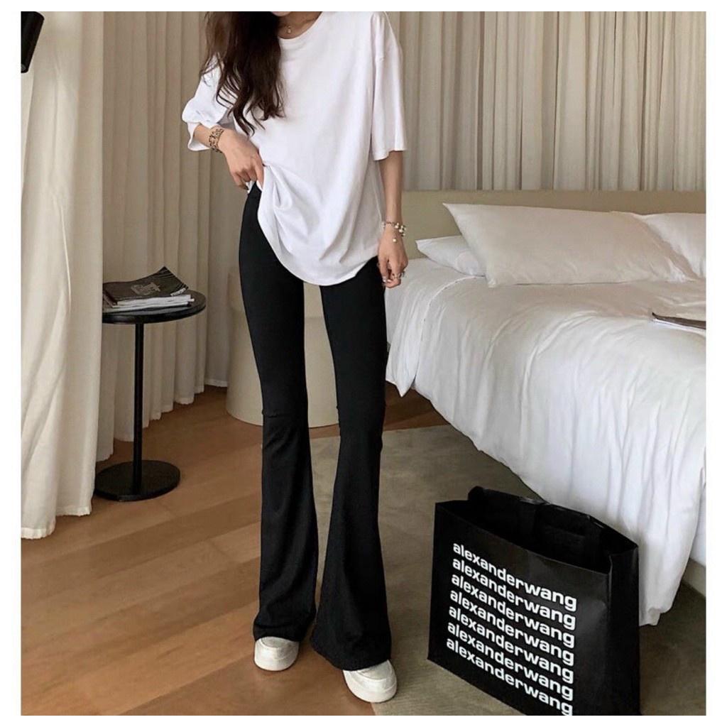 Quần ống loe, legging nữ cạp cao dáng dài ôm tôn dáng chất vải đẹp mã H0630