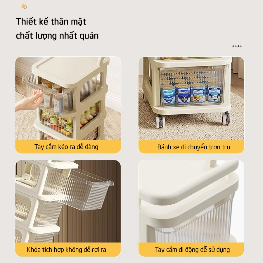 Tủ Đựng Đồ Nhựa Loại Ngăn Kéo Thiết Kế Bánh Xe Đẩy Để Đồ Đa Năng Bảo Hành 24 Tháng