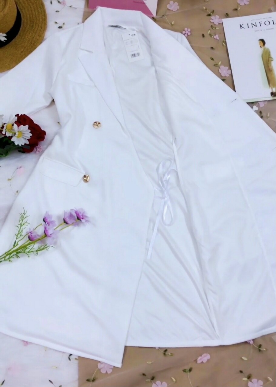 Đầm Vest Nữ Thiết Kế Tay Lỡ Đính Nút Form Tôn Dáng, Chất Vải Cotton Co Giãn Có Lót Trong Hanaki HNK334