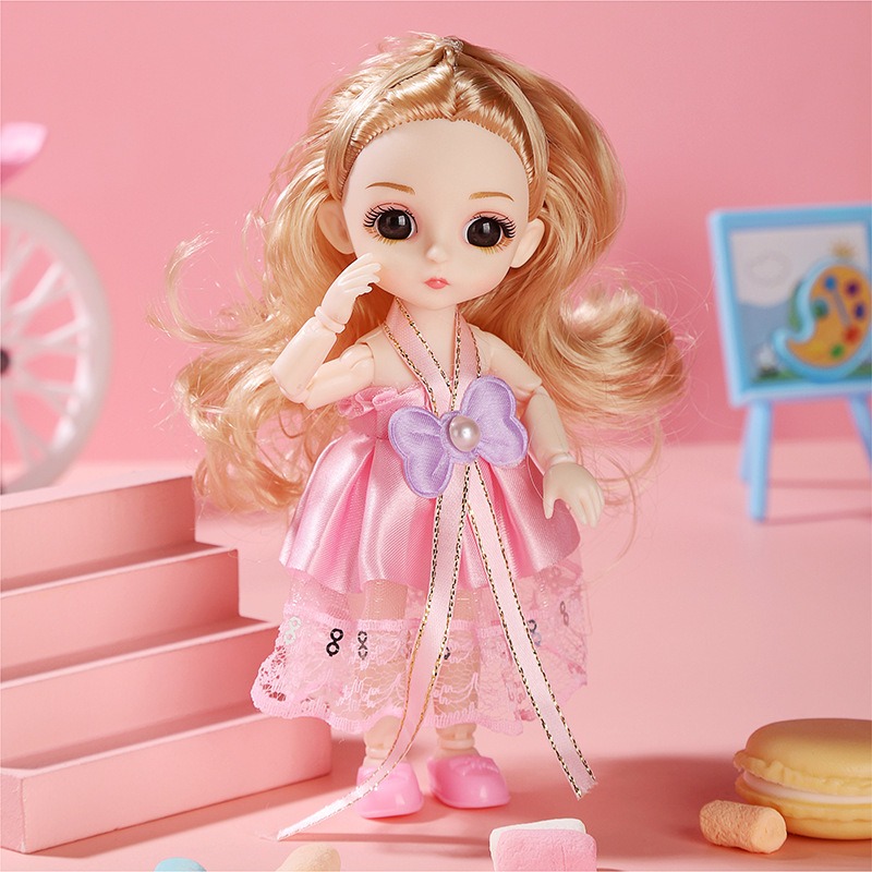 Đồ chơi búp bê 23 khớp xinh xắn cao 17cm dễ dàng cử động, đồ chơi dễ thương cho bé gái