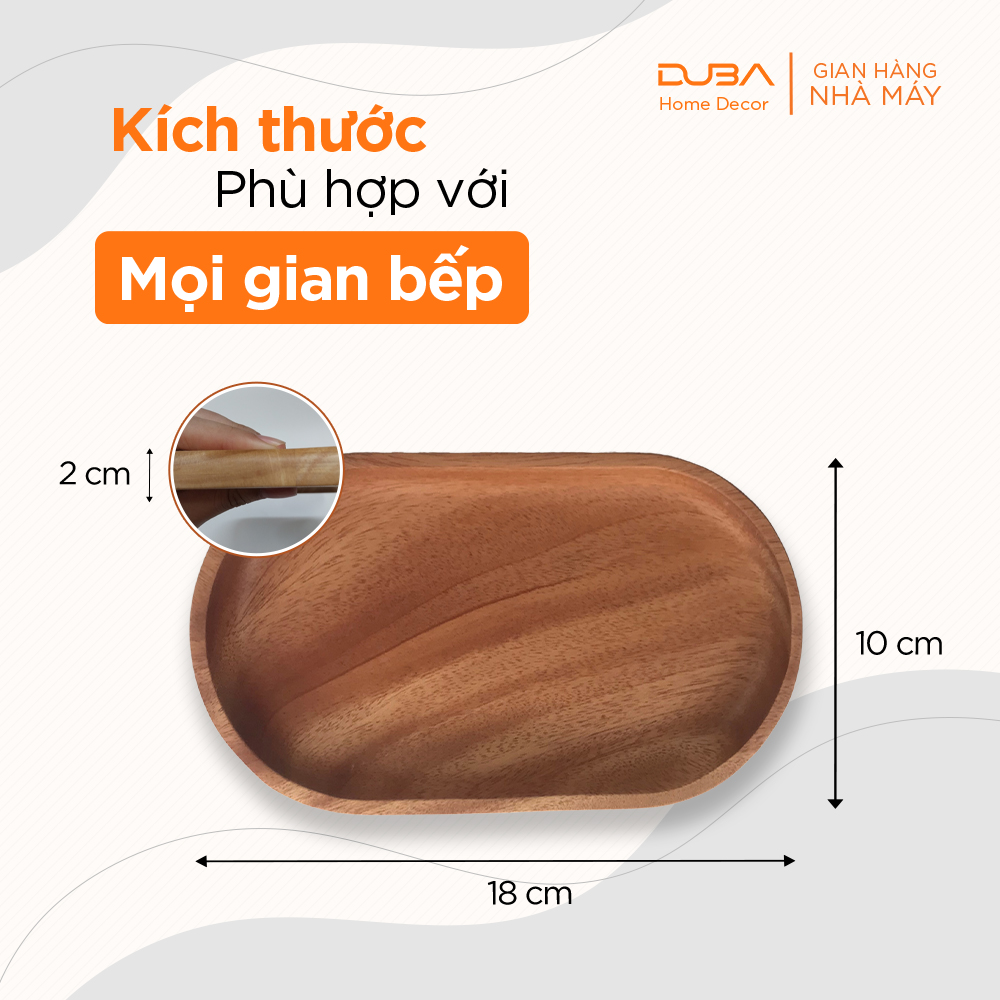 Khay gỗ xà cừ decor, thớt gỗ trang trí hình oval màu tự nhiên đạt chuẩn xuất khẩu - DUBA