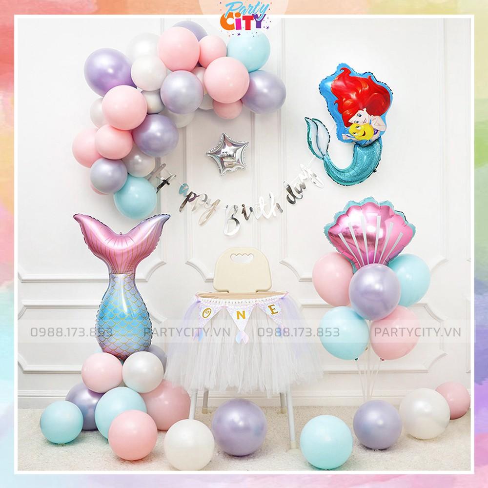 Set trang trí sinh nhật bé gái, trang trí thôi nôi, đầy tháng cho bé gái chủ đề nàng tiên cá đại dương - PartyCityvn
