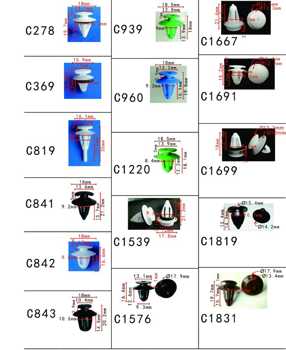 Gói 10 cái đinh tán chốt nhựa dành cho xe ô tô Fiat cao cấp sản xuất đúng theo kích thước chuẩn của nhà sản xuất xe hơi