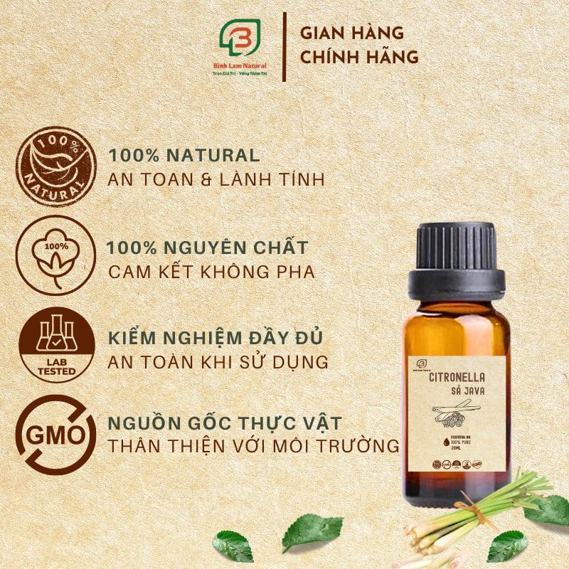Combo 02 Tinh dầu sả java nguyên chất thơm phòng, kháng khuẩn, đuổi muỗi Bình Lam Natural 20ml