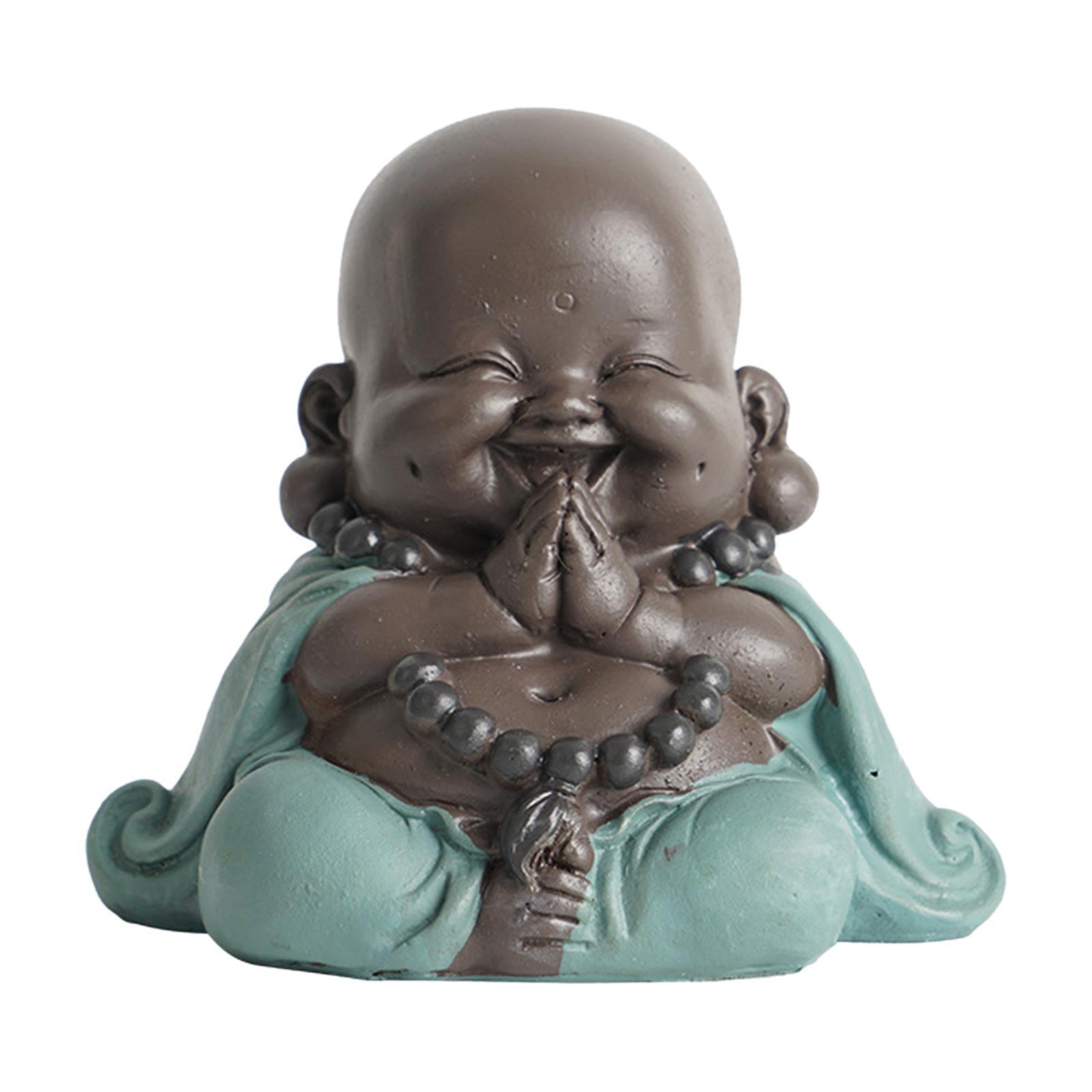 Lovely Smiling Buddha Statue Ornaments tea Handcrafts Little Figurine for Desktop Office Car Decoration Collectible Art