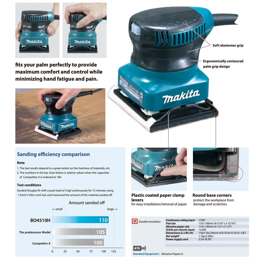 MÁY CHÀ NHÁM RUNG 170W (114X140MM) MAKITA BO4510H- HÀNG CHÍNH HÃNG