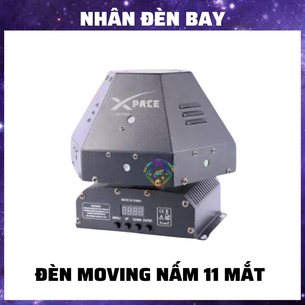 Đèn Laser Moving Nấm 11 Mắt Xoay 360 Độ Cảm Biến Nhạc Cho Phòng Bay, Phòng Karaoke, Sân Khấu