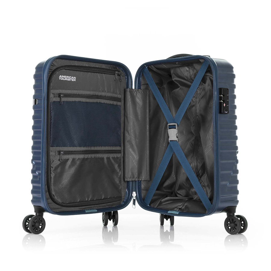 Vali kéo Sky Bridge AMERICAN TOURISTER - MỸ : Bánh xe đôi xoay 360 độ, giúp di chuyển dễ dàng, êm ái Khóa số tích hợp TSA, giúp tăng cường bảo mật Đai khóa chữ X và nội thất bên trong được thiết kế nhiều ngăn tiện lợi