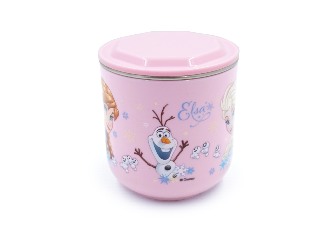 Ly cốc giữ nhiệt Disney in hình Elsa Anna Frozen P.1 màu hồng có nắp và quai cầm cho bé - 260ml