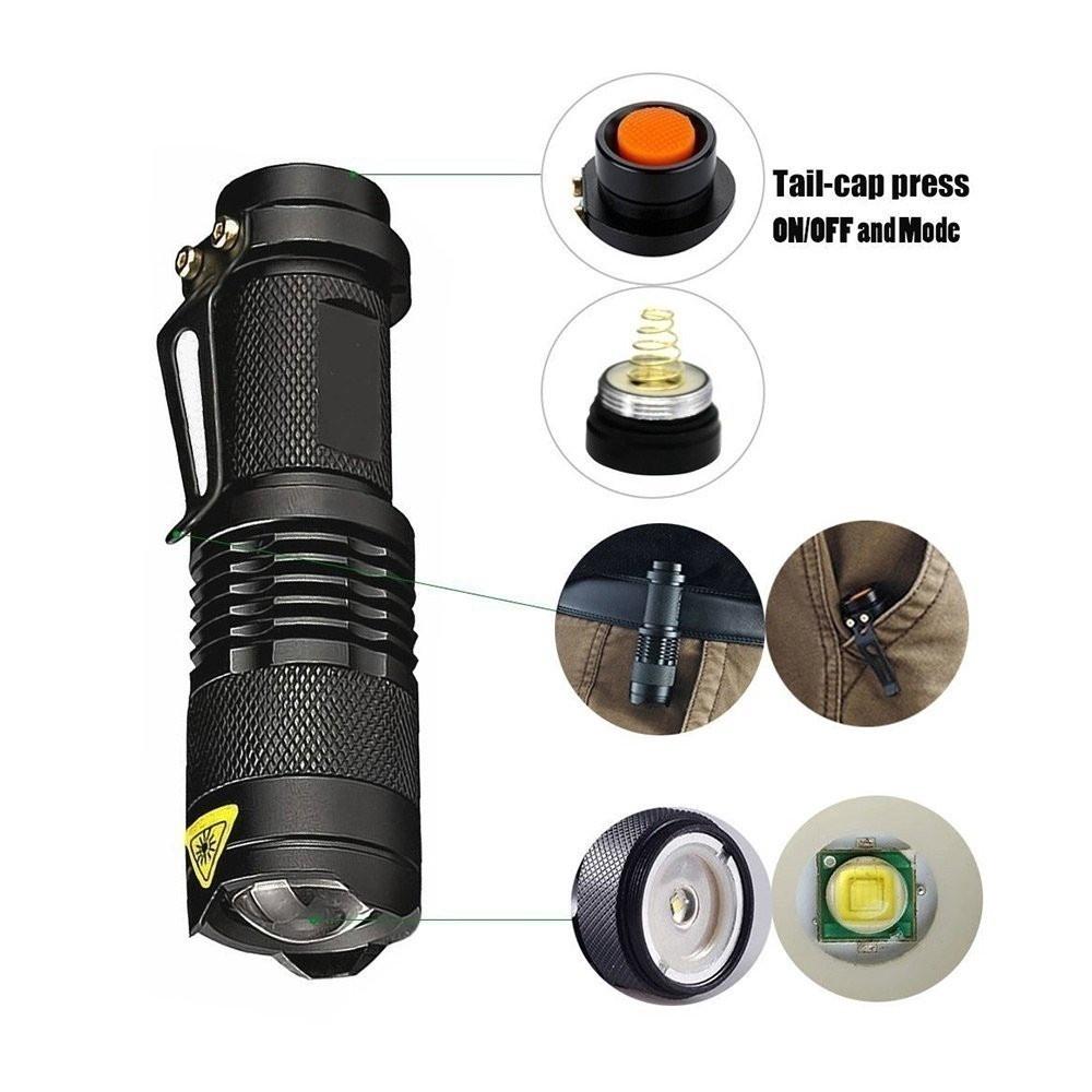 7W Ultra Bright Mini LED Flash Light Đèn pin chiến thuật nhỏ với Hộp Kit