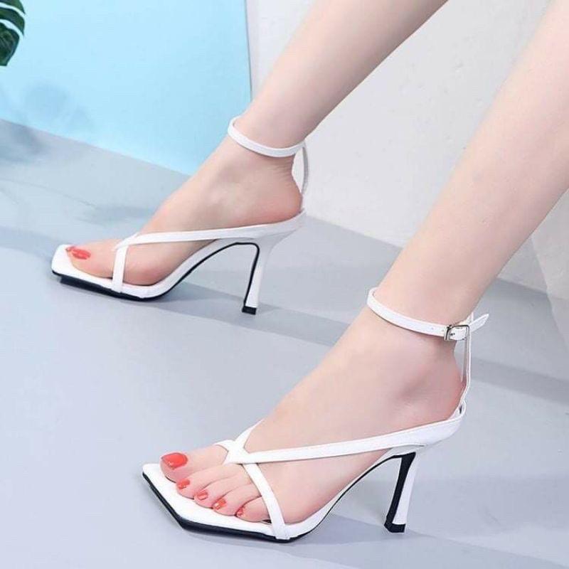 Giày cao gót sandal kẹp ngón quai ngang 6p GKSD